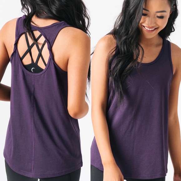 ZYIA Tops - Zyia Active Blackberry Twist Tank Top Plum Workout